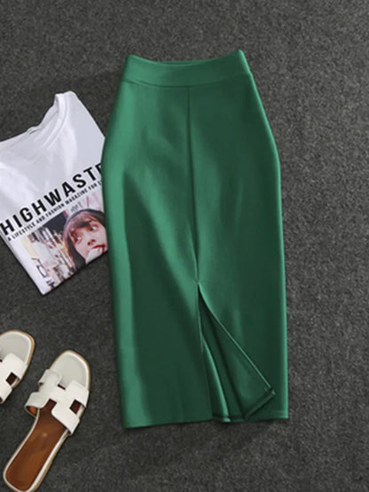 2026 New Women's Pencil Skirts Solid Pur High Waist Slim Skirt Fit Girl Summer Office Lady Elastic Female Sexy Tube Faldas PL211