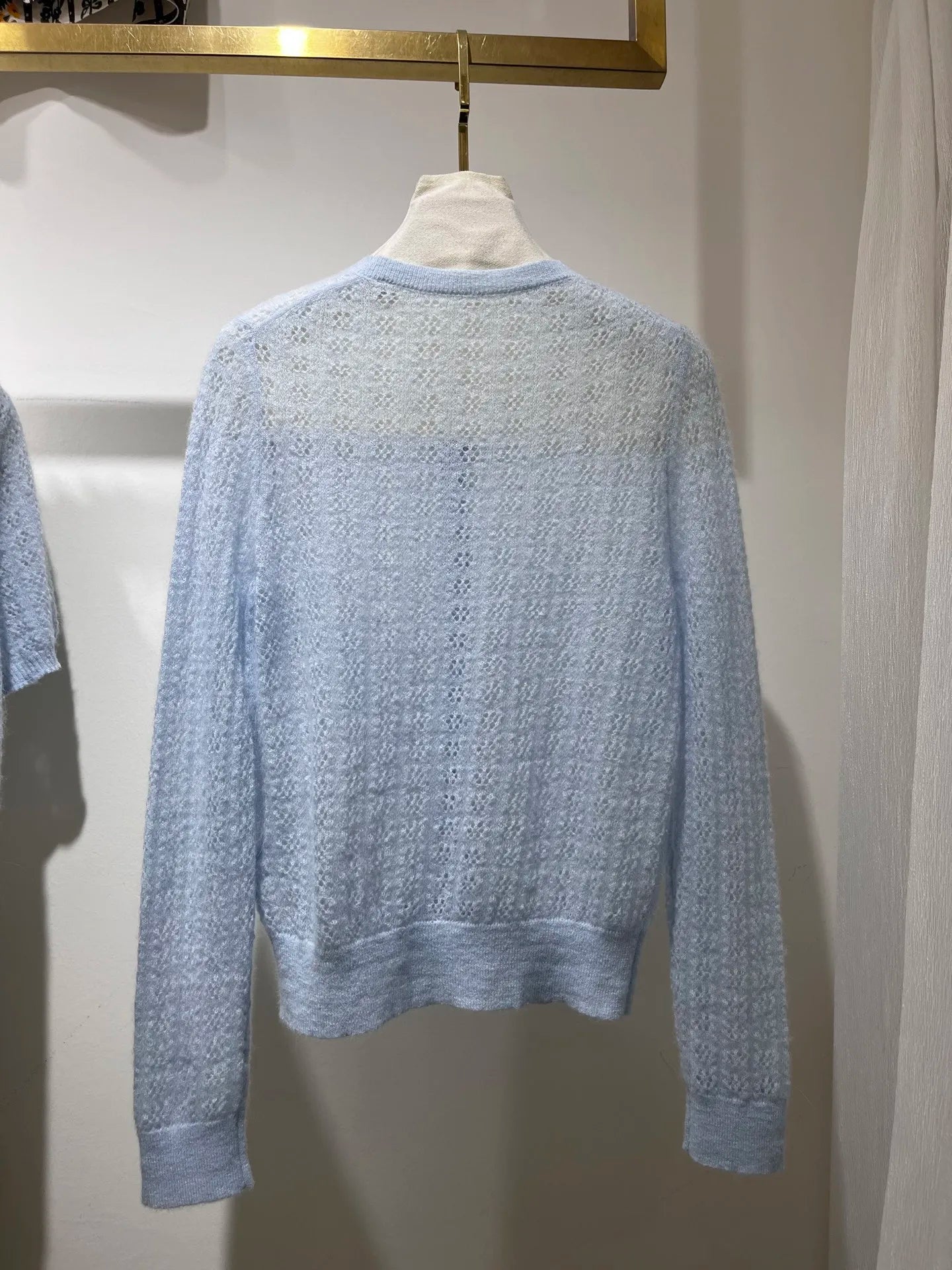 Women Hollow Out Long Sleeve Single Breasted Knitted Cardigan or Round Neck Short Sleeve Pullover