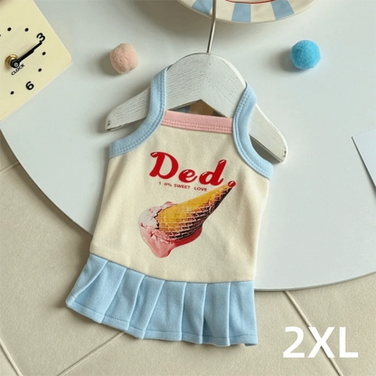 Cartoon Print Pet Ice Cream Camisole Vest Thin Breathable Comfortable Clothing Small Dog Dress Pet Tank Top Puppy Teddy