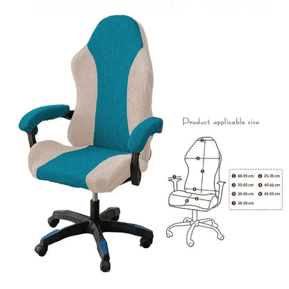 Office Computer Chair Cover Spliced Color Patchwork Elastic Fleece Jacquard Stretch Gaming Chair Cover With Armrest Cover