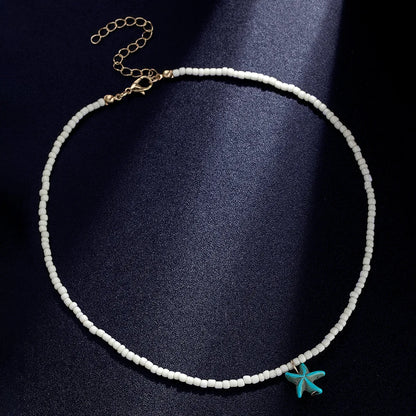 Bohemian beach style turquoise starfish pendant bead on neck, women's necklace necklace necklace necklace