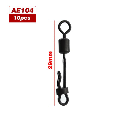 Hirisi 10pcs Quick Change Swivel With Clam Lock Clip For Carp Fishing Terminal Tackle Freshwater Fishing Accessories