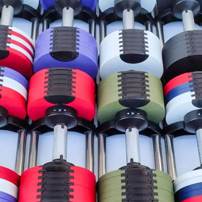 Multi-Color Adjustable Dumbbell Set, 2KG(5LB) or 4KG(9LB) Increment, Up to 50KG(110LB), Fast Adjustable Dumbbells for Home Gym