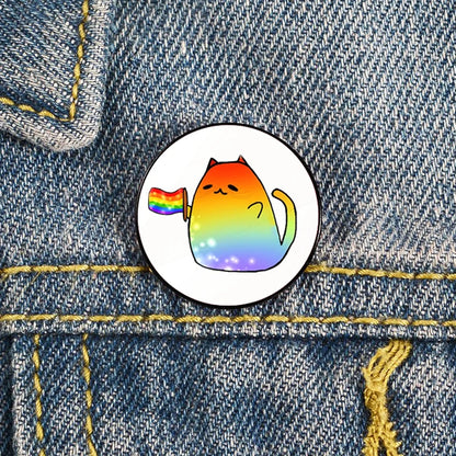 Lapel teacher tote Bag backpacks Badge Cartoon gift Pines Brooch for women Non Binary Pride cat Pins Custom cute Pines Shirt
