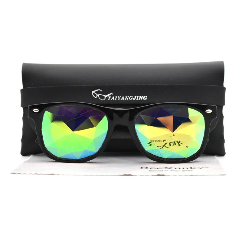 Classic Square Party Sunglasses Women Men Fashion EDM Light Diffraction Futuristic Rave Festival Sun Glasses Psychedelic Prism