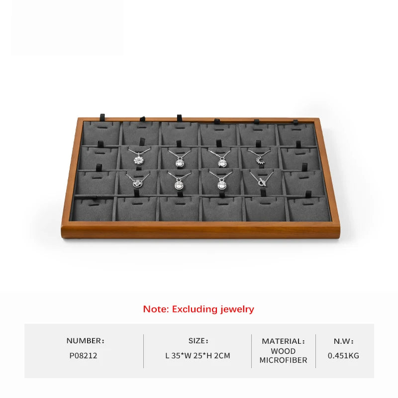Oirlv Gray Wooden Jewelry Tray  Jewelry Display Viewing Plate Ring Pendant Bracelet Storage Plate Display Tray Jewelry Organizer