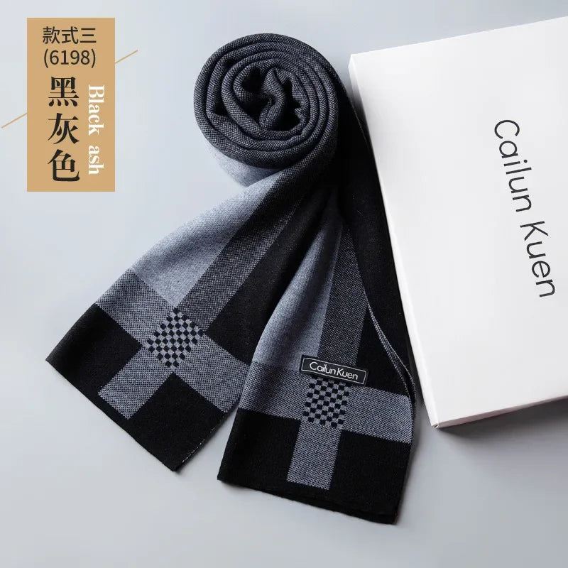 High Quality Wool Men Scarf Autumn Winter Classic Business Thermal Muffler Male Soft Korean Version Long Thick Warm Shawl No Box