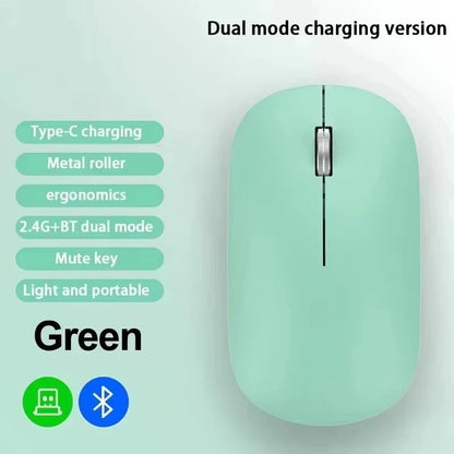 Lenovo Wireless Mouse with Type-C Fast Charging, Silent Click Dual-Mode for Multi-Device, 4 Adjustable DPI 2.4G + BT Dual-mode