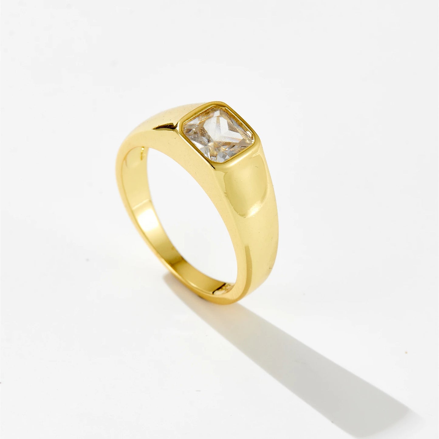DPLAOPA 925 Sterling Silver Gold Thick Band Big CZ Zircon Size Ring Women Luxury Fine Jewelry 2023 Fine Jewelry Crystal
