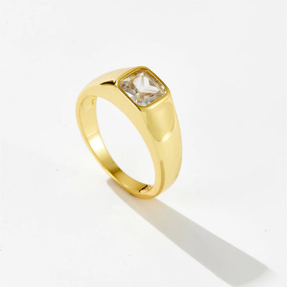 DPLAOPA 925 Sterling Silver Gold Thick Band Big CZ Zircon Size Ring Women Luxury Fine Jewelry 2023 Fine Jewelry Crystal