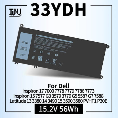 56WH 33YDH Laptop Battery for Dell Inspiron 17 7000 7778 7779 7786 7773 15 7577 G3 3579 3779 G5 5587 G7 7588 Latitude 13 3380