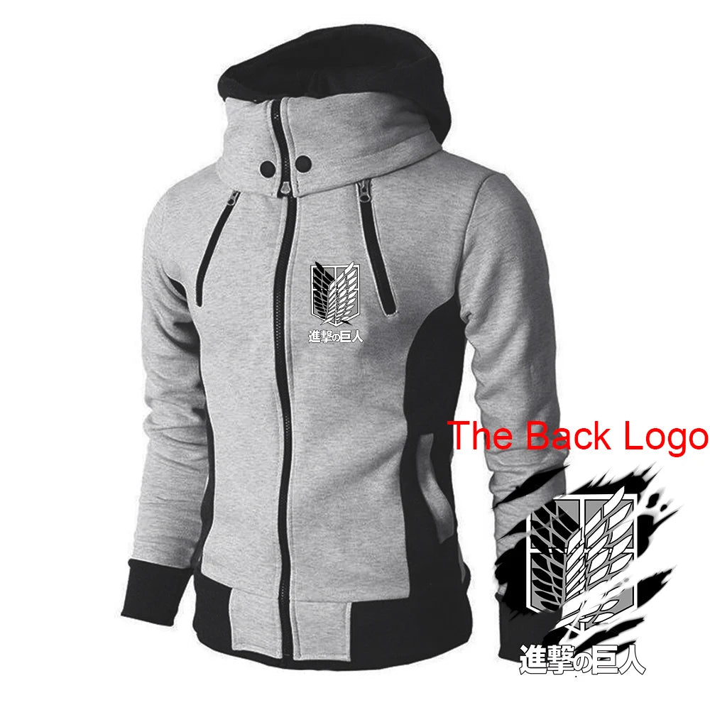 2025 Japanese Anime Jacket Spring And Autumn Man's Stand-Up Collar Hoodies Attack on Titan Logo Print Sports Comfortable Coat