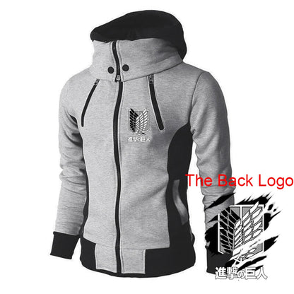 2025 Japanese Anime Jacket Spring And Autumn Man's Stand-Up Collar Hoodies Attack on Titan Logo Print Sports Comfortable Coat