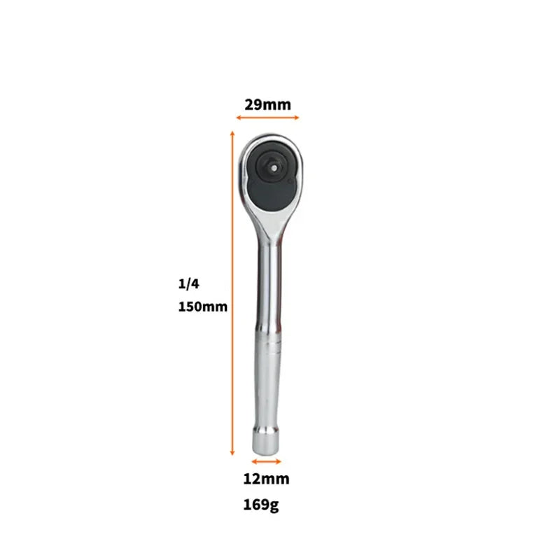 Ratchet Wrench, 1/4'' 3/8'' 1/2'' Drive 24-Tooth Reversible Socket Ratchet With Quick Release, Chrome Alloy , Fully Polished