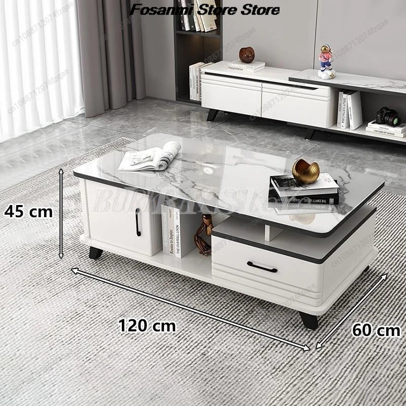 Coffee table living room home light luxury modern simple coffee table TV cabinet combination apartment tempered Glass table