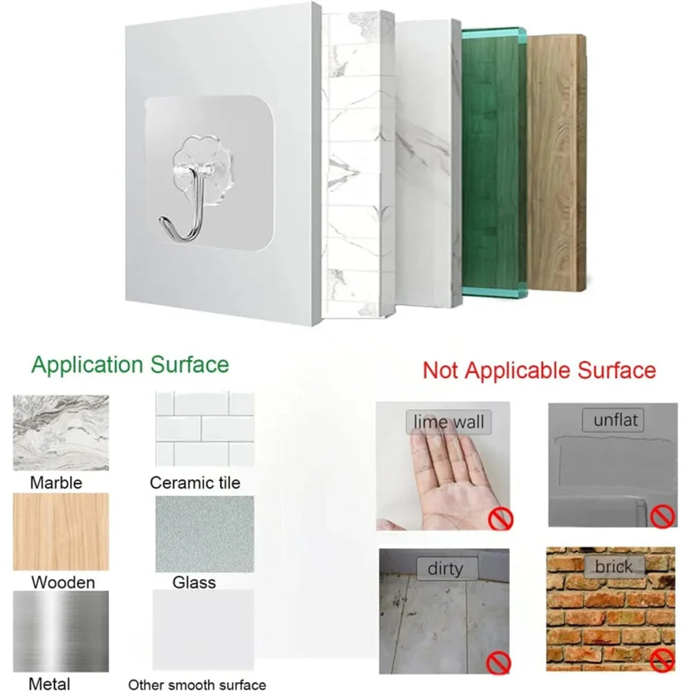 10-30Pcs hook adhesive Stainless Steel Strong Self Adhesive Wall Hangers Hook for Kitchen Bathroom Door Wall Multi-Function hook