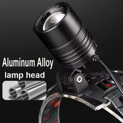 USB Rechargeable Aluminum Alloy Headlamp Super Bright Front Head Lamp 3 Lighting Modes Zoomable Head Lights Forehead Light