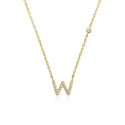 VEWANT New 925 Sterling Silver Monogram Initial Letter A M Pendant Long Chain Necklace Crystal Fine Jewelry Luxury Fine Jewelry