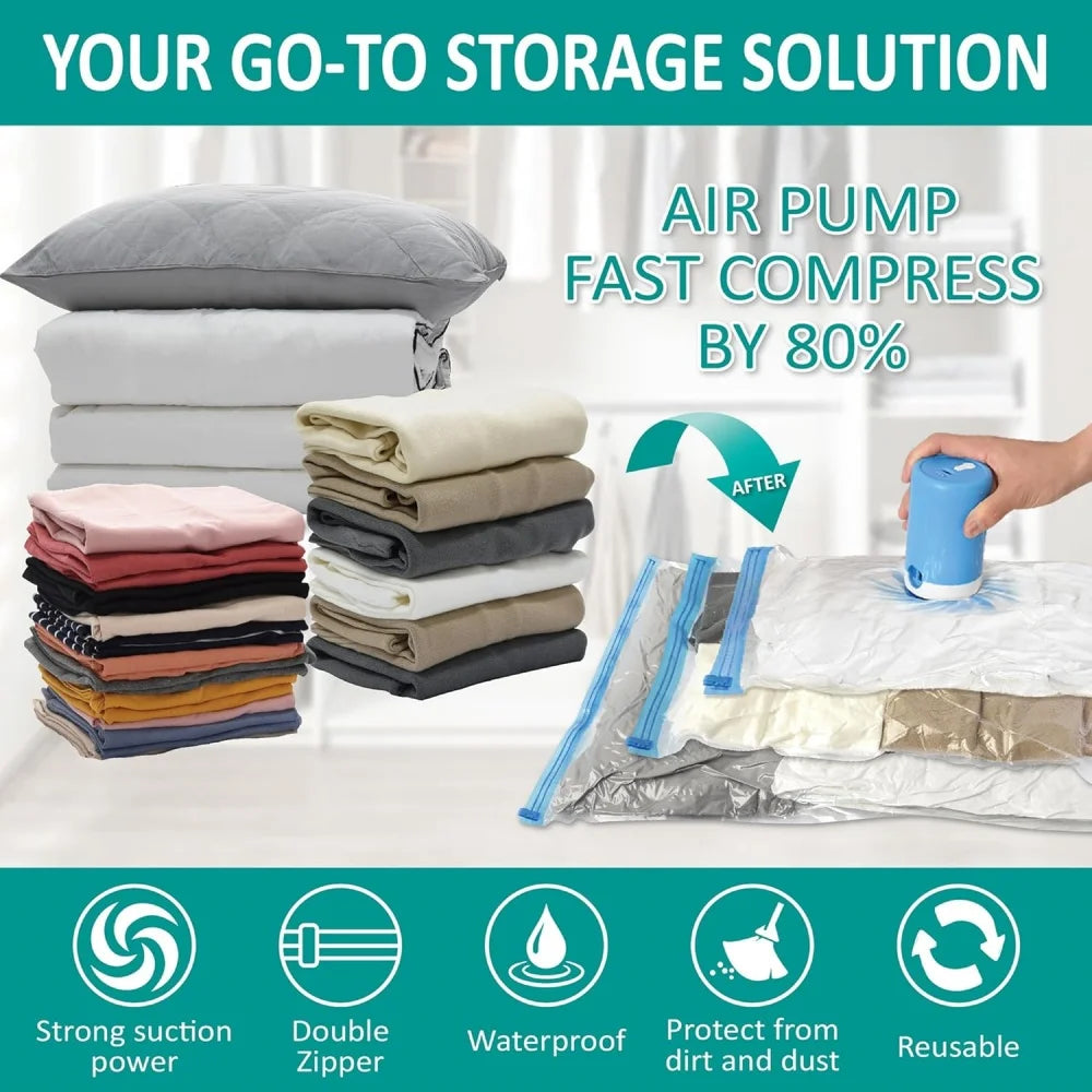 Vacuum Storage Bags Electric Pump Vacuum Seal Space Saver Bags Clothing Vaccum Bag Vacuum Compression Space Saving Storage Bag