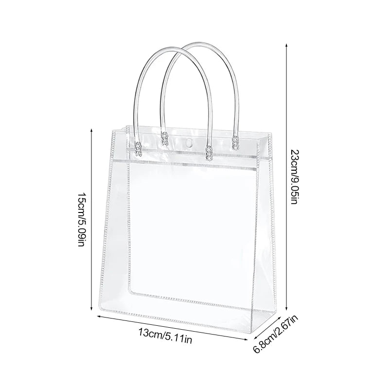 10/20Pcs Transparent Gift Bag with Handle Wedding Birthday Party Candy Gift Packaging Reusable Tote Bag Christmas Baby Shower