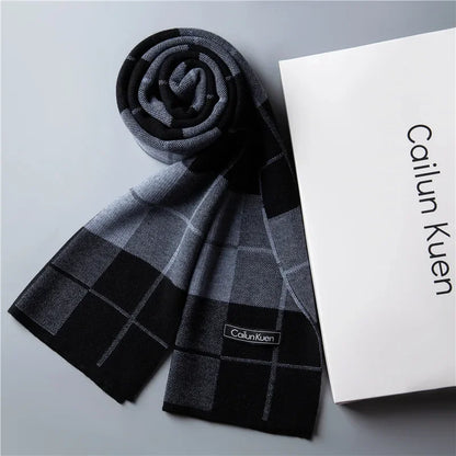 High Quality Wool Men Scarf Autumn Winter Classic Business Thermal Muffler Male Soft Korean Version Long Thick Warm Shawl No Box