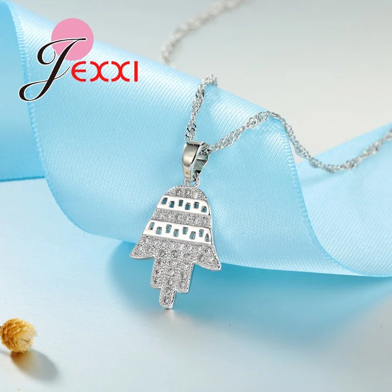 Fabulous Tree Design Jewelry Set For Women Silver Color And Bright Crystal Earrings And Necklace Pendents