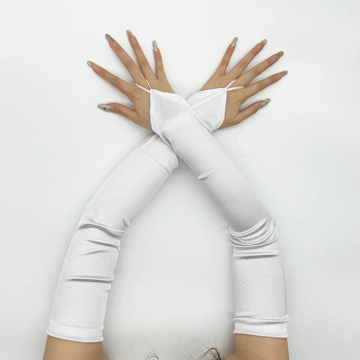 Ladies' Gloves, Long Hook-Finger Tinted Gloves, Ball Gloves, Bride's Wedding Dress Gloves, Sun-Protective Fashion Gloves C101