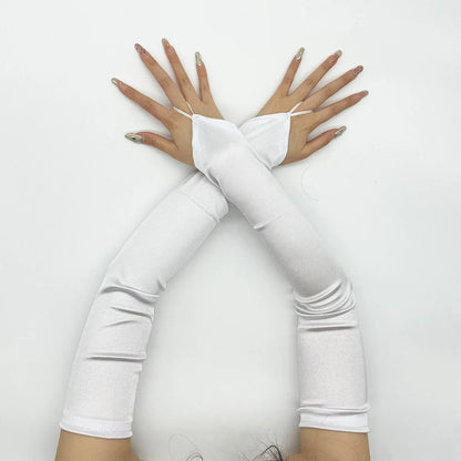 Ladies' Gloves, Long Hook-Finger Tinted Gloves, Ball Gloves, Bride's Wedding Dress Gloves, Sun-Protective Fashion Gloves C101
