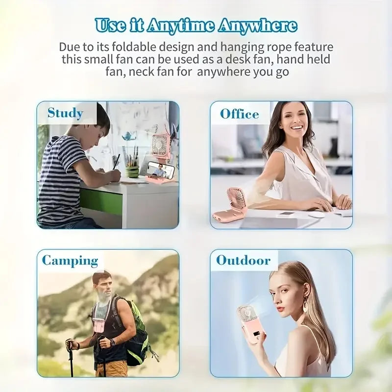 Portable handheld mini fan, personal fan with phone holder, type-C supports phone charging, multi-functional fan, stepless speed