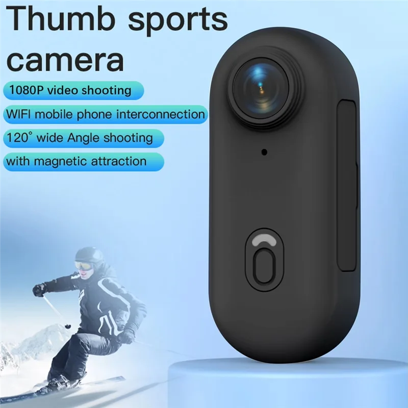 3CGRO-Action Camera 1080P Wifi Sports Camera 120° Wide Angle Lens Waterproof Case With Magnetic Lanyard Back Clip