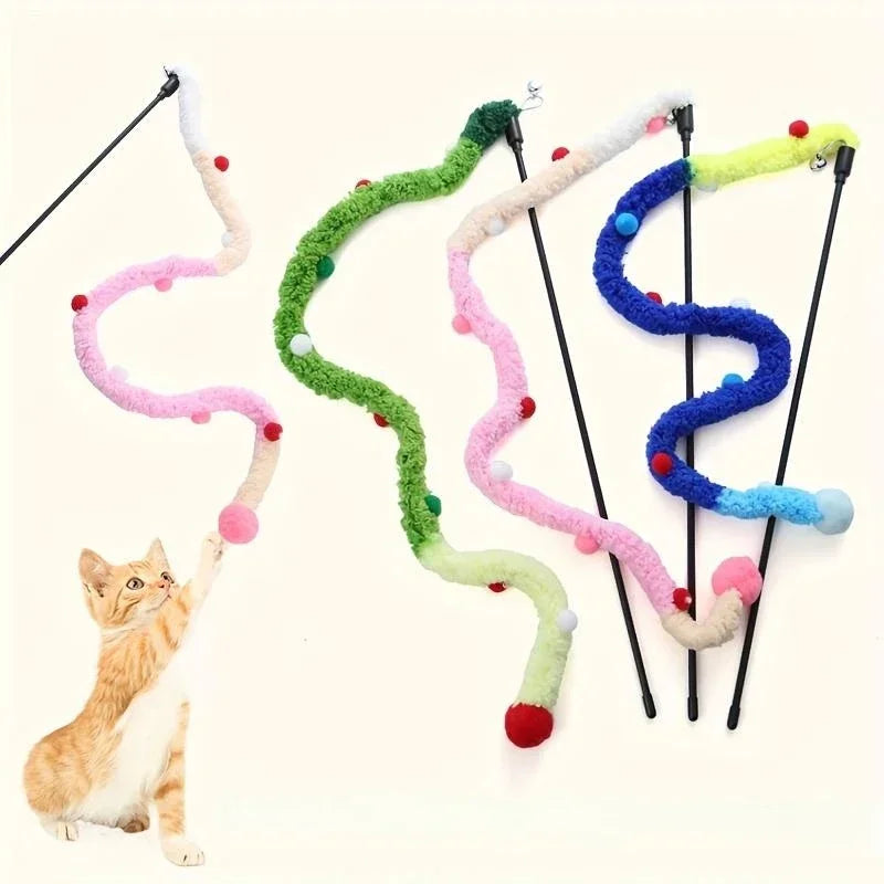 Pet Cat Interactive Teaser Toy Soft Plush Strip Wands Toys for Kitten Cats Play Pet Supplies for Fun And Exercise