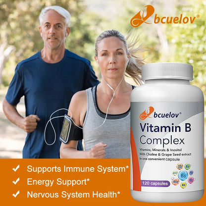 Vitamin B-Complex - Nervous System Support - Supports Energy Metabolism and Enhance Immunity - Non-GMO, Vegan, Gluten Free