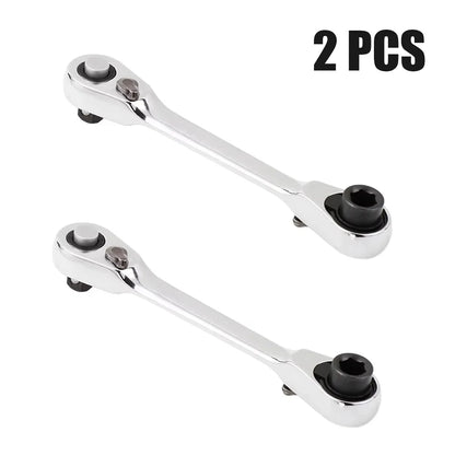 Rafford Mini Treble 1/4 Ratchet Wrench Double Ended Quick Socket Ratchet Wrench Screwdriver Hex Torque Wrenches Set 2in1 Spanner