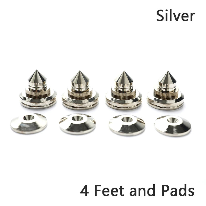 4 PCS 30*27mm speakers Stand Feet Foot Pad Pure copper silver loudspeaker box Spikes Cone Floor Foot Nail M28*26
