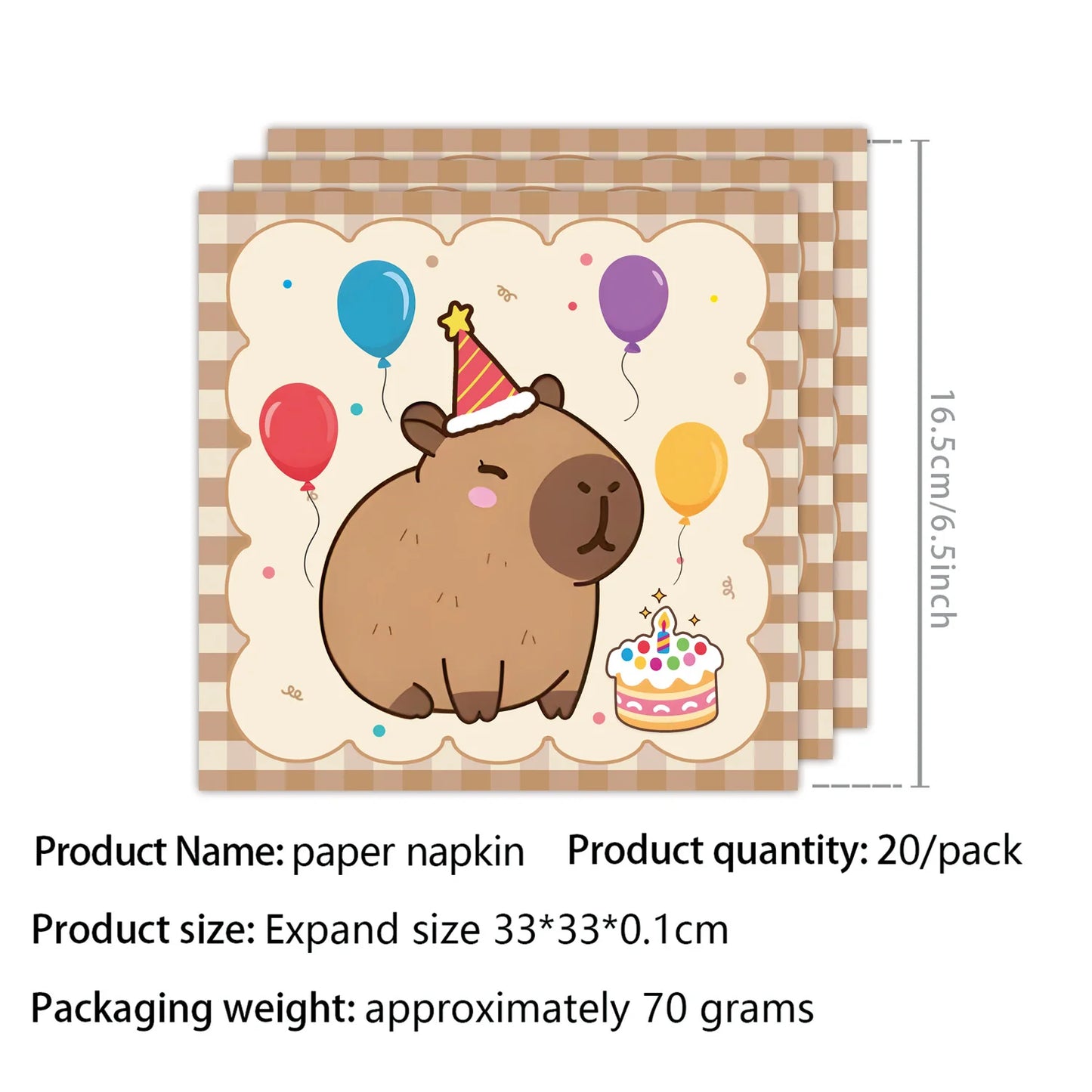 Cute Capybara Birthday Decorations Balloons Backdrop Tablecloth Stickers Cups Plates for Baby Shower Kids Event Party Supplies
