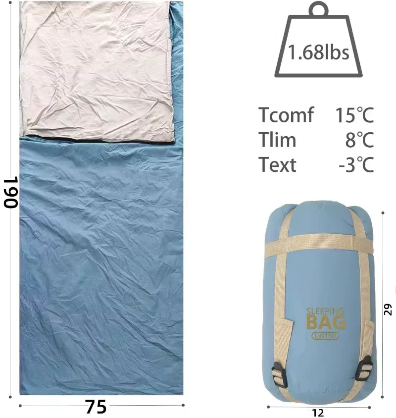 Camping supplies Ultra Lightweight Envelope Sleeping Bag for Adults Camping Hiking Beach Travel Compact Warm Sleep Mat 190x75cm