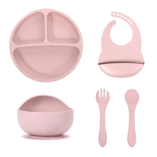 B78B-Baby Feeding Set, With Strong Suction, Silicone Tableware, Used To Hold Solid Food.
