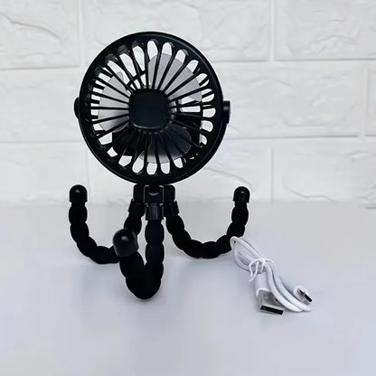 Portable Fan Tripod Adjustable 360 Degree Rotation Baby Stroller Low Decibel Electric Fan USB Charging Suitable for Outdoor Use