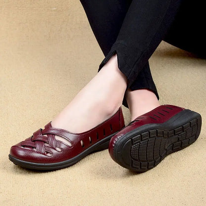 Flats Female Braided Shoes Summer 2024 New Arrival  Leather Flats Woman MoccasinsLoafers Mom Casual Shallow Shoes Women