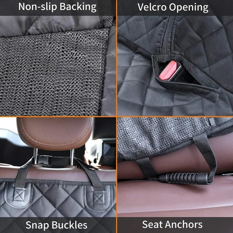 Dog car seat cover, pet rear seat cushion with safety strap, waterproof car seat cover, non-slip rear seat cover