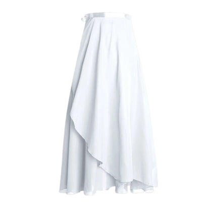 Women Ballet Dance Skirt Asymmetric Long Dance Skirt Wrap Skirt with Tie Waist Skate Over Scarf Skirt Dancewear