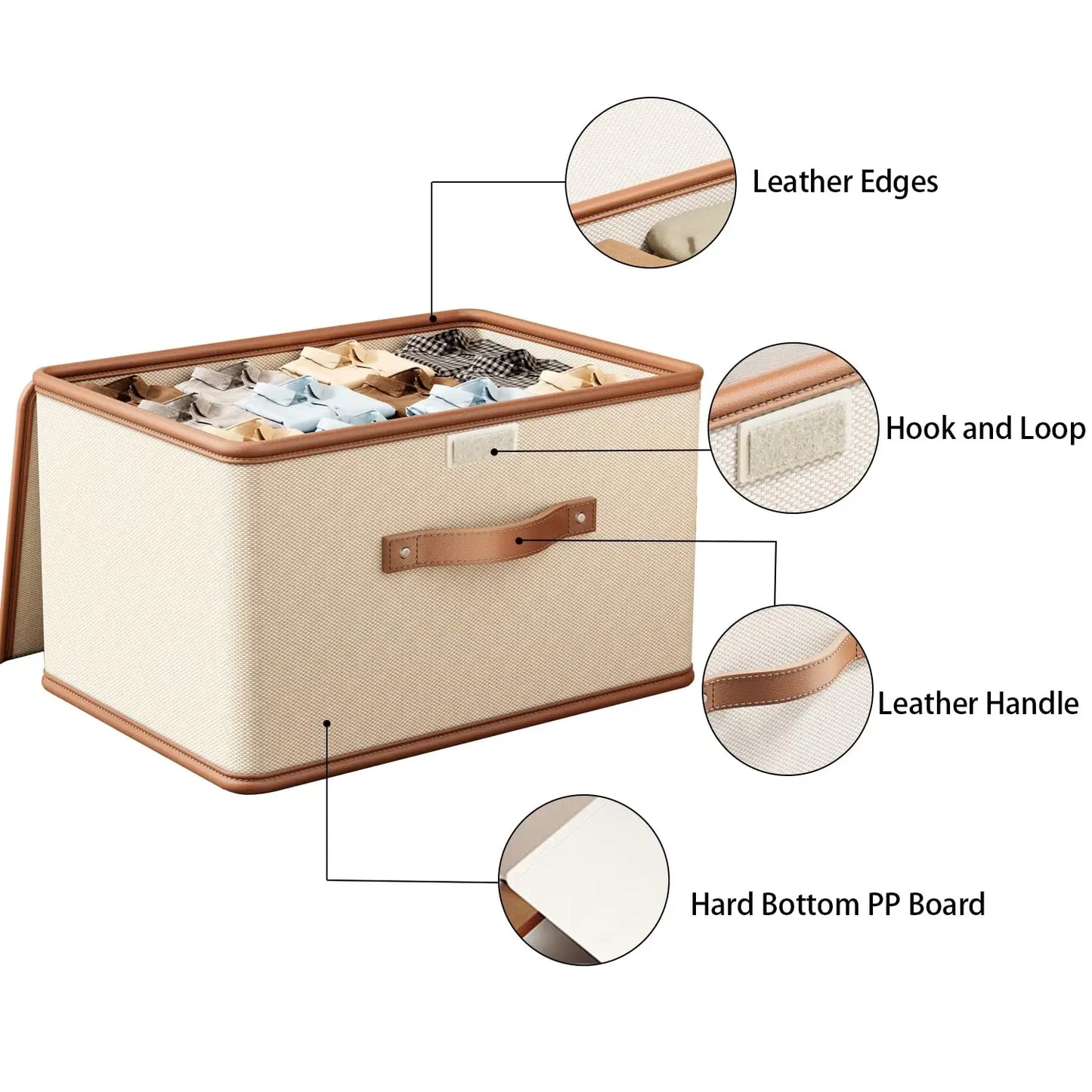 Storage Bins with Lids, Collapsible Closet Organizer Container, Fabric Organizer Box with Handles, Storage Boxes for Clothes