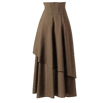 High Low Skirt Gothic Punk Lace Up Cincher Maxi Skirt Rock Hippie Pirate Draped Outfit Halloween Costume For Women