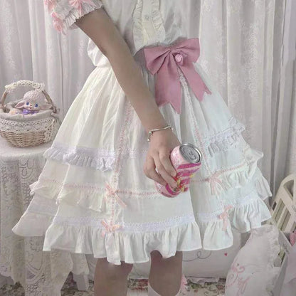 Harajuku Sweet Soft Girls Bow Lolita SK Skirt Female Women Ball Gown Cake Skirts AFC1910