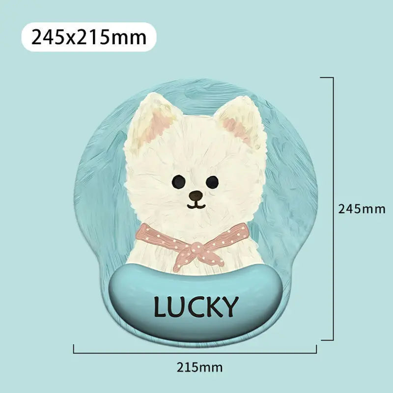 Cartoon Puppy Mouse Pad with Wrist Rest Non-Slip Soft Ergonomic Desk Mat For Office Gaming Computer Desk Universal Mousepad