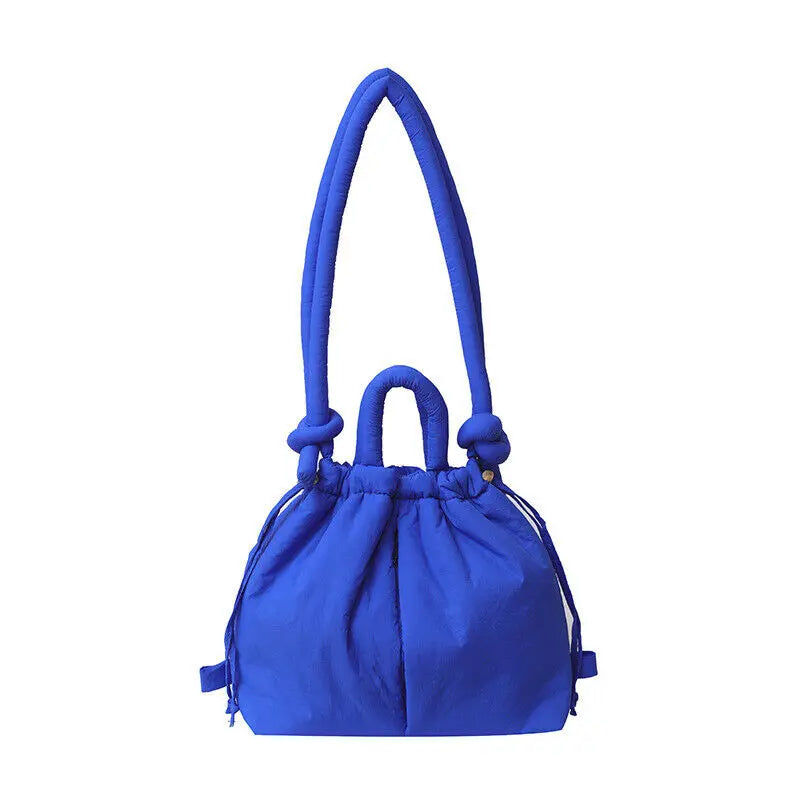 Casual Large Capacity Puffer Tote Bag Designer Padded Nylon Women Handbags Knotted Strap Shouder Crossbody Bags Warm Sac 2024