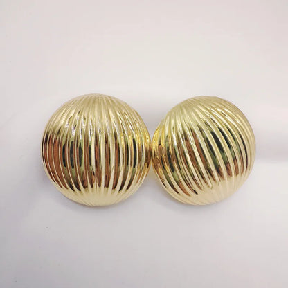 3.5 Cm Big Ball No Pierced Earclips Fashion Temperament Gold Plated Exaggerated Striped Round Clip Earrings for Women Party