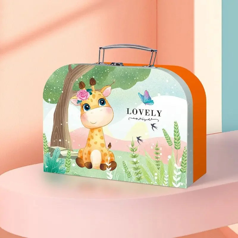 Portable Storage Box Suitcase Paperboard Boxes Case Small Handheld Decorative Gift Cardboard Stationery Organizer chesttravel
