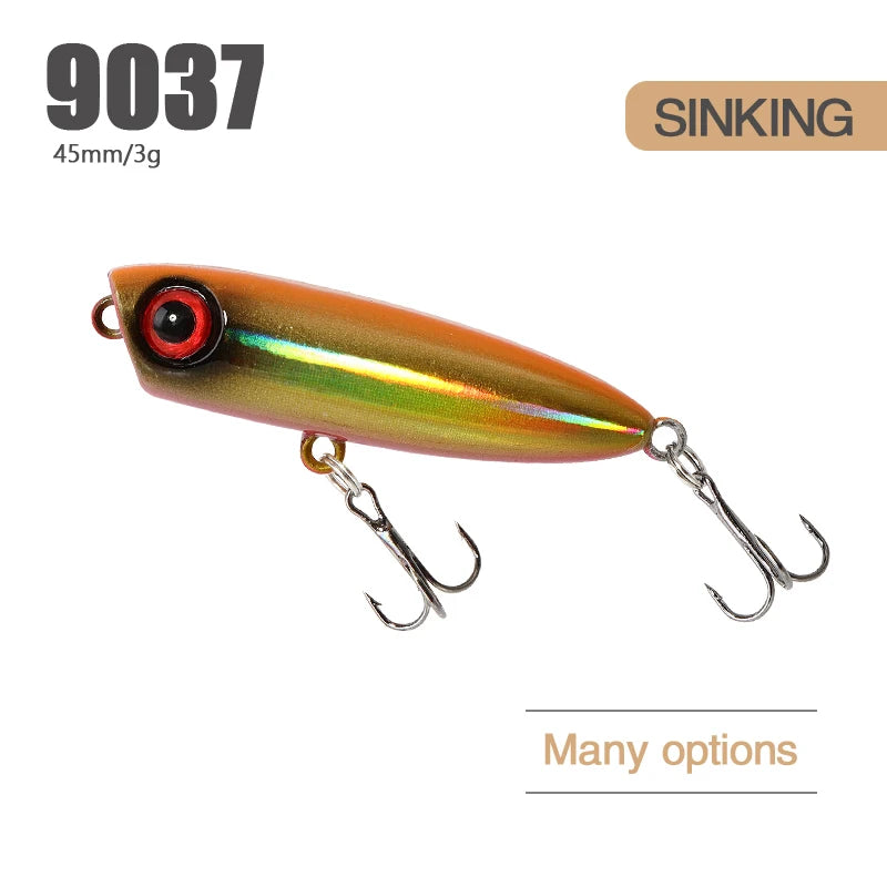 1pcs 45mm 3g Sinking Pencil Fishing Lures Mini Popper Walking Dog Artificial Hard Bait Pesca Wobbler Swimbait Tackle Accessories