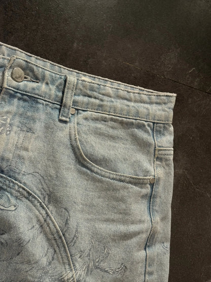 New retro cupid angel pattern women loose pants y2k hip hop streetwear fashion unisex straight jeans for men and women